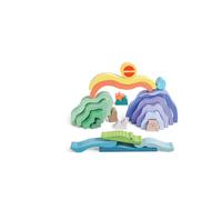 Hape Blocchi Impilabili Paesaggio Natura - Set di Costruzioni in Legno con Animali e Scenari