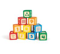 Hape Blocchi di legno impilabili per bambini | Set educativo Montessori | 10 pezzi con bordi in silicone