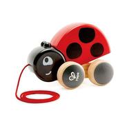 Hape Coccinella Spingi&Tira - Animali in legno trainabili con cordino e rotelle - Push&Pull Toys per bambini dai 12 mesi
