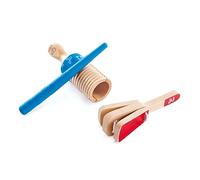 Hape - Coppia di percussioni | Set musicale con guiro, batacchio e bacchetta per sviluppare il senso del ritmo dai 12 mesi in su