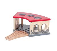 Hape Deposito dei Treni in Legno a 3 corsie - Accessorio Ferroviario Compatibile con Set per trenini Adatto dai 3 Anni in su