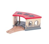 Hape Deposito dei Treni in Legno a 3 corsie - Accessorio Ferroviario Compatibile con Set per trenini Adatto dai 3 Anni in su