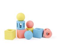 Hape E0456 Baby Geometric Rattle Trio - 9 Rattles - Made With Rice