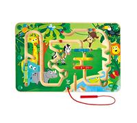 Hape-Wooden Jungle Magnetic Maze Animali Labirinto della giungla, Multicolore, L: 14.6, W: 9.6, H: 0.8 inch, E1714A