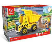Hape Camion da Cantiere Giocattolo, con Operaio Edile, Benna Flessibile e Accessori, Giocattolo da Costruzione per Bambini