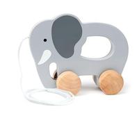 Hape Elefante da trainare | Elefante in legno trainabile con cordino e ruote | Per bambini dai 12 mesi
