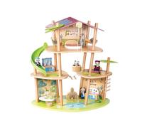 Hape Green Planet Explorers - La casa di bambù dei Panda - Casa a 3 Piani in Legno con Accessori e Personaggi per Gioco di Ruolo Bambini dai 3 Anni in su