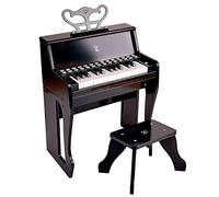 Hape Impara con le Luci - Piano Nero con sgabello | Pianoforte elettrico alto 50 cm con tasti che si illuminano per bambini dai 3 anni