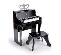 Hape Impara con le Luci - Piano Nero con sgabello | Pianoforte elettrico alto 50 cm con tasti che si illuminano per bambini dai 3 anni