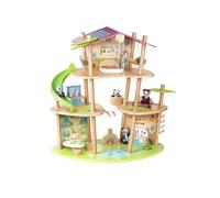 Hape Green Planet Explorers - La casa di bambù dei Panda - Casa a 3 Piani in Legno con Accessori e Personaggi per Gioco di Ruolo Bambini dai 3 Anni in su