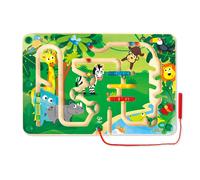 Hape-Wooden Jungle Magnetic Maze Animali Labirinto della giungla, Multicolore, L: 14.6, W: 9.6, H: 0.8 inch, E1714A