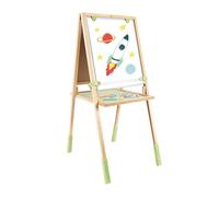 Hape - Lavagna multiattività in bambù per gessi, tempere e pennarelli | Altezza Regolabile e Doppia Superficie di Gioco per Bambini dai 3 Anni