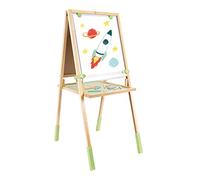 Hape - Lavagna multiattività in bambù per gessi, tempere e pennarelli | Altezza Regolabile e Doppia Superficie di Gioco per Bambini dai 3 Anni