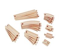 Hape Pacchetto di espansione binari Super | Kit 24 binari in legno curvi e dritti, lunghi e corti | Giocatolo per bambini dai 3 anni