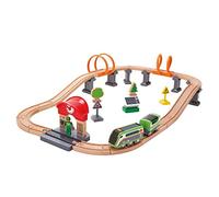 Hape Pista ad energia solare - Trenino a spinta con luci notturne e indicatore di carica alimentate da pannello solare - Giocattolo sostenibile per bambini dai 3 anni