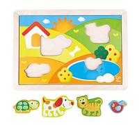 Hape Puzzle 3 in 1 in Legno - Pepe e i Suoi Amici, Gioco Educativo con Tre Scenari per Bambini