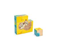 Hape Puzzle a blocchi di animali selvatici, puzzle a cubo 6 in 1 con 9 temi animali selvatici, puzzle in legno per bambini - giocattolo motorio, gioco educativo per bambini dai 24 mesi in su