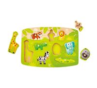 HaPe International Puzzle in legno con pomelli E1405 Animali della giungla – Giocattolo educativo