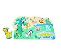 Hape Puzzle da cucina con animali selvatici, puzzle in legno con manopole per bambini, giocattolo educativo, giocattolo motorio a partire dai 24 mesi in su