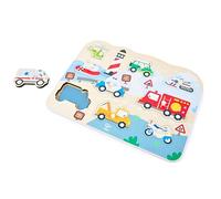 Hape Puzzle di emergenza, puzzle in legno con manopole per bambini, giocattolo educativo per le abilità motorie dai 24 mesi in su