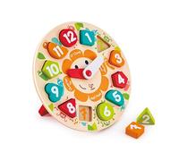 Hape Puzzle Orologio Incastro in Legno - Impara a Leggere l’Ora con Forme e Colori, Gioco Educativo per Bambini