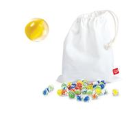 Hape Quadrilla - Biglie da gara | 50 biglie di vetro colorate in sacchetto di cotone per gioco dai 4 anni in su