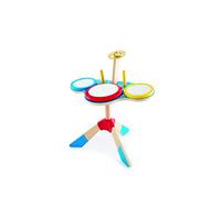Hape - Set Batteria e Piatti | Strumento Giocattolo con Tamburi e Piatto per Imparare a Suonare dai 3 Anni in su
