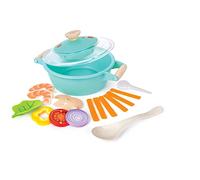 Hape - Set cucina al vapore per piccoli chef | Pentola giocattolo interattiva con contagocce e cibo giocattolo per bambini dai 3 anni su