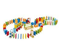 Hape Set di Domino Dinamici in Legno, Premiato Set di Domino Costruisci Il Circuito per Bambini, 107 Solidi Pezzi Divertenti per Creare Piste, Costruire o Impilare