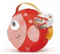 Hape - Gioco Pieghevole da Spiaggia 18M+ | Borsa-pesciolino con Secchiello in Tela, Stampo e Paletta per Sabbia e Acqua