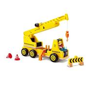 Hape Set mobile per gru e cantieri, braccio estraibile, gioco di ruolo per bambini, in legno, dai 2 anni in su