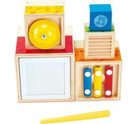 Hape - Set musicale da impilare | Giocattolo musicale con 5 blocchi e 5 strumenti musicali per bambini dai 18 mesi