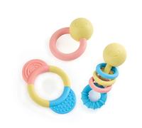 Hape - Collezione Sonagli e Massaggiagengive 0+ | Set morbido dentizione neonati in riso giapponese ecologico e atossico