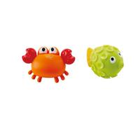 ROCK POOL SQUIRTERS granchio e pesce palla LITTLE SPLASHERS silicone HAPE abs E0