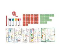 Hape - Stampini lettere e numeri per bambini dai 4 anni in su | Set creativo con stencil per lettere, numeri e simboli, pennarelli e album