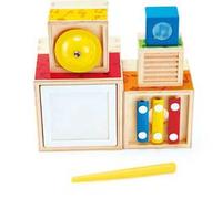 Hape - Set musicale da impilare | Giocattolo musicale con 5 blocchi e 5 strumenti musicali per bambini dai 18 mesi