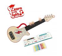 Hape - Ukulele Rosso Impara con le Luci | Strumento giocattolo con luci guida per imparare a suonare dai 3 anni in su