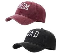 HAPEE Cappelli per mamma e papà, cappello da ragazza regolabile, regalo per coppie, A2 Dad Mon-Red Black, Taglia unica