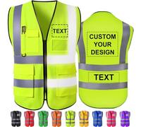 Hapelf Gilet di sicurezza personalizzato ad alta visibilità, gilet riflettenti con tasche, cerniera, logo personalizzabile, classe 2, per uomo e donna, abbigliamento da lavoro per edilizia