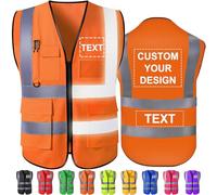 Hapelf Gilet di sicurezza personalizzato ad alta visibilità, gilet riflettenti con tasche, cerniera, logo personalizzabile, classe 2, per uomo e donna, abbigliamento da lavoro per edilizia