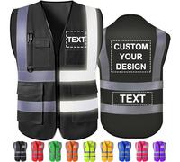 Hapelf Gilet di sicurezza personalizzato ad alta visibilità, gilet riflettenti con tasche, cerniera, logo personalizzabile, classe 2, per uomo e donna, abbigliamento da lavoro per edilizia