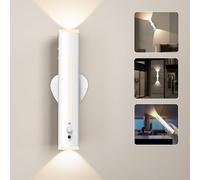 Hapfish Applique LED da Parete Interno Senza Fili, 3000mAh Lampada Muro Sensore di Movimento, Moderna in Metallo, Telecomando e Magnetica, Luce Ricaricabile per Camera da Letto, Interno, Esterno