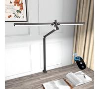 Hapfish Lampada da Scrivania a LED,24W Doppia Testa Luce per Monitor PC | 5 Temperatura Colore e 5 Livelli Luminosità,Super Larga e Luminosa,Lampade da Tavolo per Ufficio Studiare Schermo