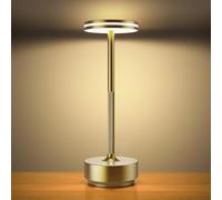 Hapfish Lampada da Tavolo Senza Fili,5000mAh Eye-Protect Lampada LED Ricaricabile,Luce a USB Batteria Dimmerabile,3 Modalità di Colore,per Camera da letto/Sala da pranzo/Esterno/Impermeabile(Bronzo)