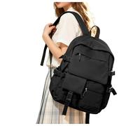 hapfoxx Zaino Scuola Ragazza Zaini Scuola Media Zaino Scuola Superiore Ragazza Ragazzo Zaini Università Leggero Zainetto College Bag for Girls Casual Daypack Impermeabile Donna Laptop Backpack,Nero