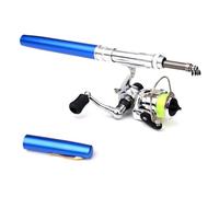 Hapihom Set di mini canne da pesca per acqua salata e acqua dolce, rapporto di trasmissione 4,3:1, 2+1BB con asse in rame, canna da pesca telescopica pieghevole