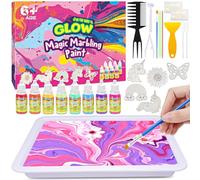 Hapikids Regalo Bambina 5-10 Anni, Vernice Marmorizzante ad Acqua per Bambini Kit di Artigianato per Ragazze e Ragazzi Uovo di Pasqua Kinder Giocattoli Bambino 5-10 Anni Kit Pittura per Bambini