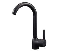 Hapilife Rubinetto da cucina nero opaco monocomando rubinetti miscelatore da cucina 1 foro moderno rubinetto miscelatore per lavello con raccordi standard UK collo di cigno rubinetto nero miscelatore