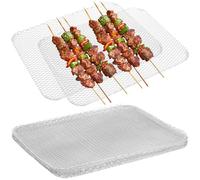 HAPINARY 10 Pezzi Tappetino per Barbecue in Alluminio Non-stick e Resistente All'usura, Bbq Grill Mat per Carne e Bacon Durante Picnic All'aperto