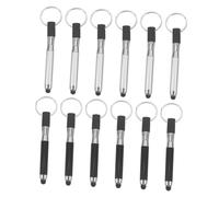 HAPINARY 12 Pezzi Portachiavi Mini Stylus Capacitivo Portatile con Punta Fine per Touchscreen Set Multifunzione con Gusci Neri e Argento Accessorio Cancelleria e Tascabile